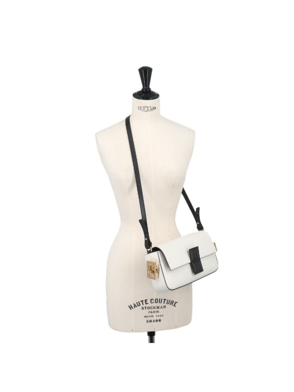 Fendi Bucket Twist 2-Way Bag Leather White Black - Picture 9 of 9